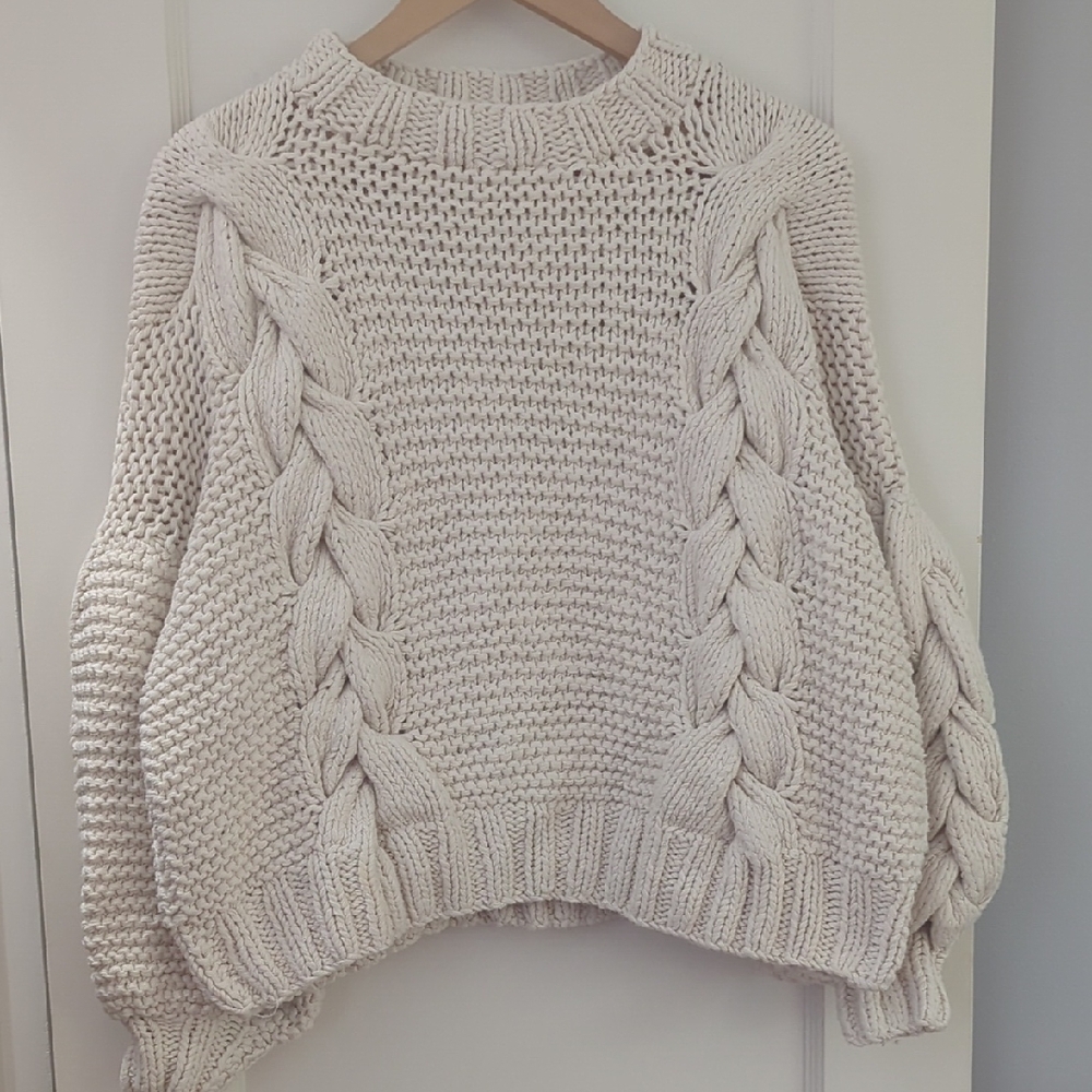 Hand Crafted Cotton Cable Knit Sweater